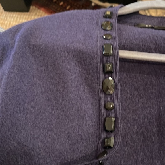 Marc Jacobs navy cropped open front sweater w/ black jewel detail. Bow on back - Picture 2 of 6